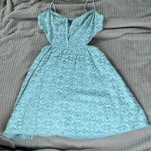 Kendal and Kylie teal lace cut out dress